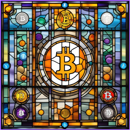 stained glass bitcoin image